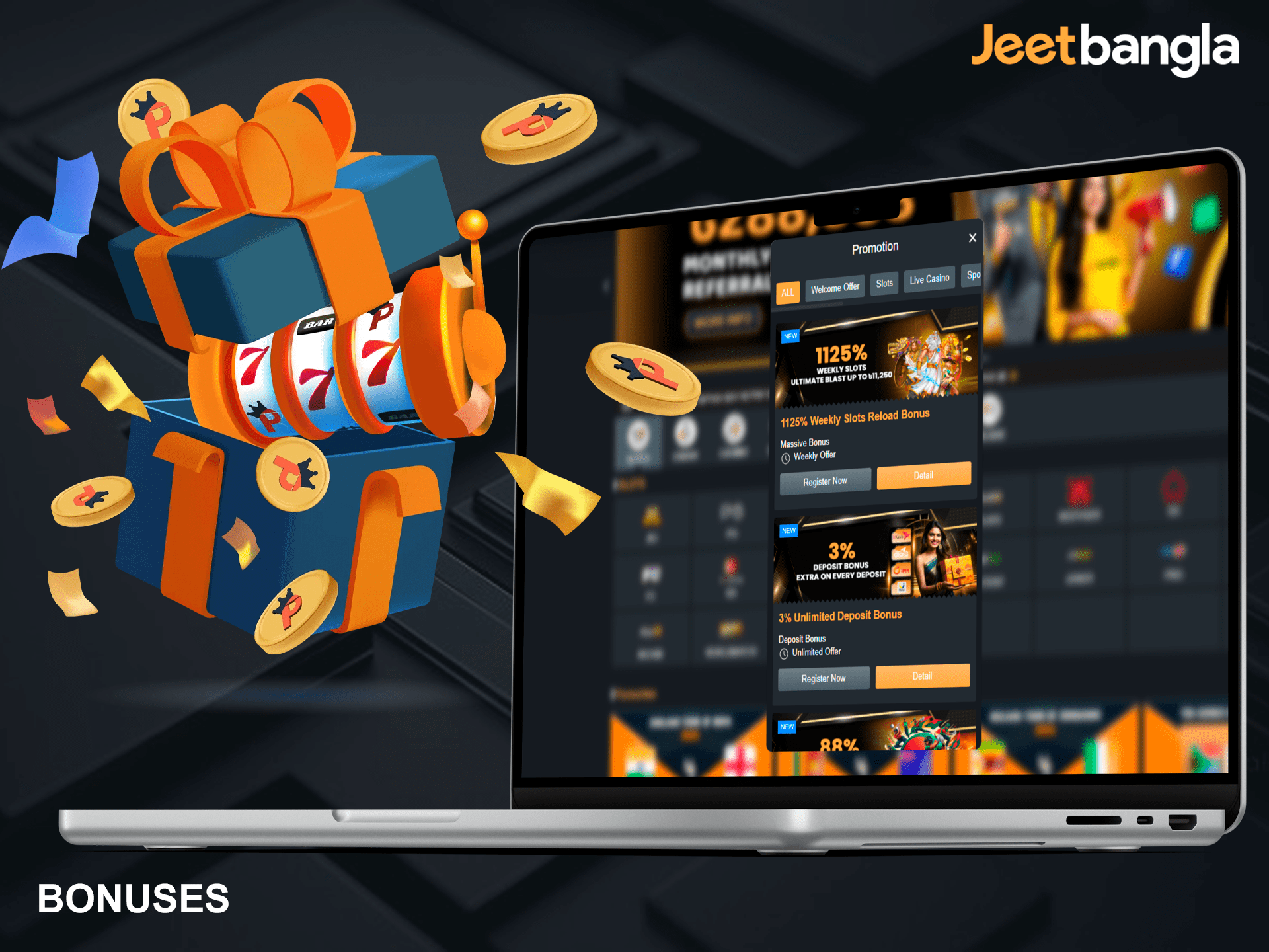 JeetBangla bonuses are aimed at giving you the opportunity to play with a larger amount in your account